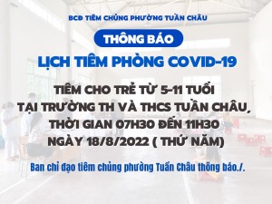 THÔNG BÁO LỊCH TIÊM PHÒNG COVID-19