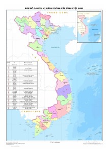 VIỆT NAM: BẢN ĐỒ 34 ĐƠN VỊ HÀNH CHÍNH CẤP TỈNH 